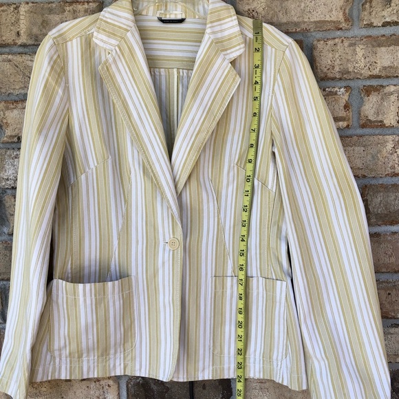 Weekend MaxMara Made In Italy Cotton Yellow Off White Stripped 1 Button Jacket 8 - Picture 14 of 16